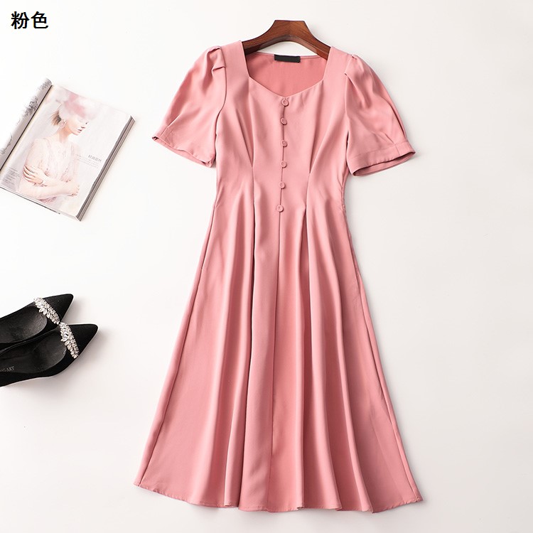 242972 夏连衣裙 深圳女加长款短袖V领断码清仓