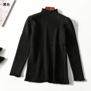 413071 冬针织衫 女加绒中长款九分袖套头.M