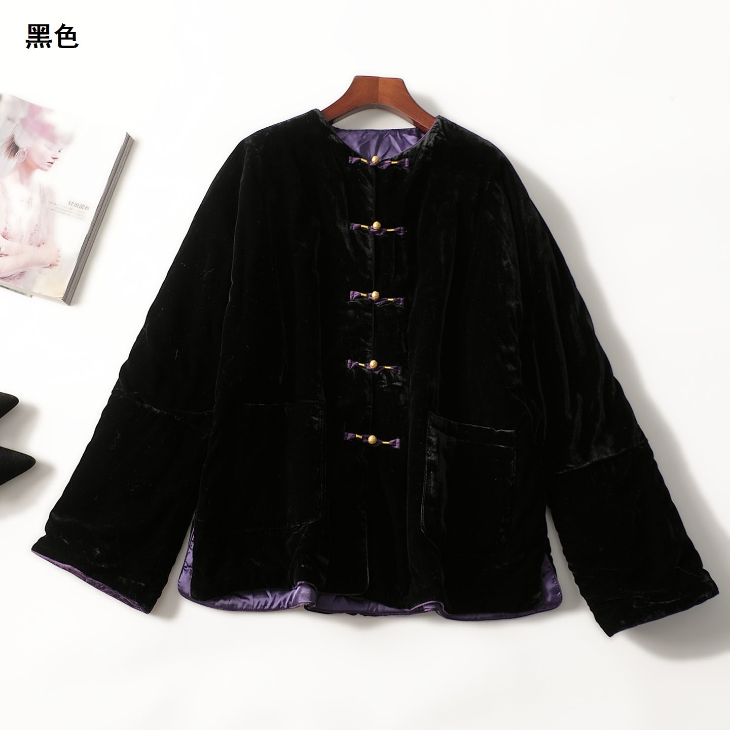 412448 冬棉衣 女中长款长袖单排扣