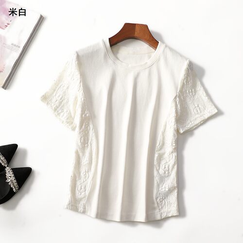 248488南油高端轻奢高货女装洋气欧货棉质夏中长款套头短袖T恤