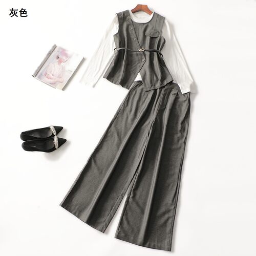 247688 秋马夹裤子套装 女七分长袖套头.M.L.XL