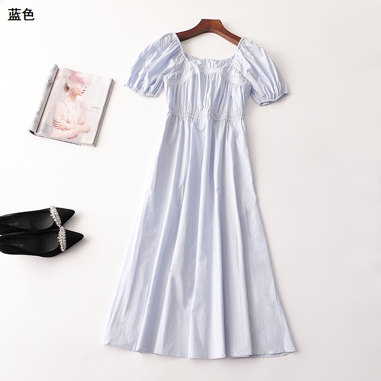 408811 夏加长款一字领连衣裙
