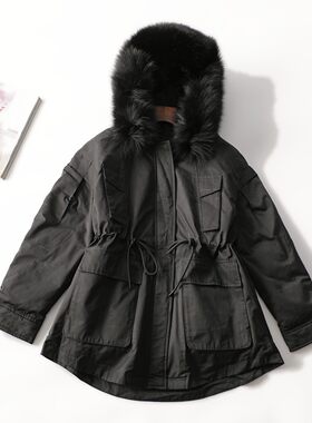 247553 冬羽绒服 女中长款长袖拉链.S