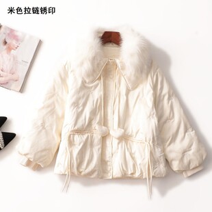 244368亏本清货超值精品女装真毛领冬中长款翻领长袖羽绒服