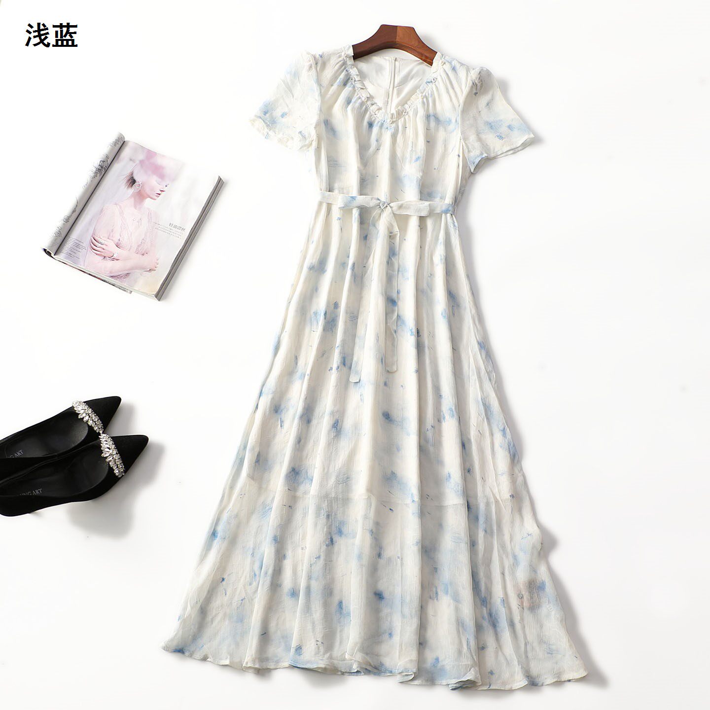 248428 夏加长款套头短袖连衣裙