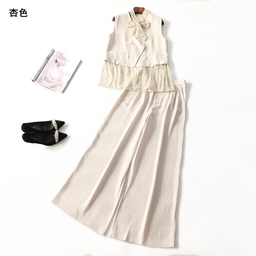 249578 春马夹裤子套装 女长款无袖单排扣.M.L.XL