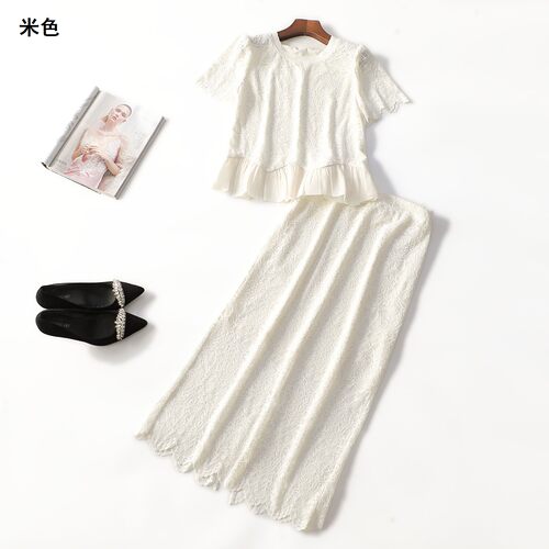 413997 夏上衣半身裙套装 女长款短袖套头.M.L.XL.2XL