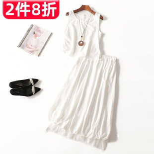 无袖 女中长款 套头 夏背心半身裙套装 246238