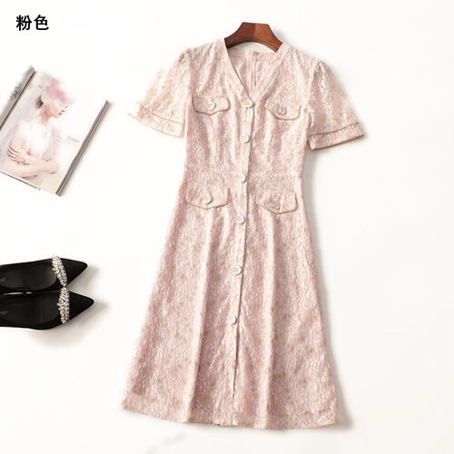 411305 夏连衣裙 深圳女长款短袖V领.S.M