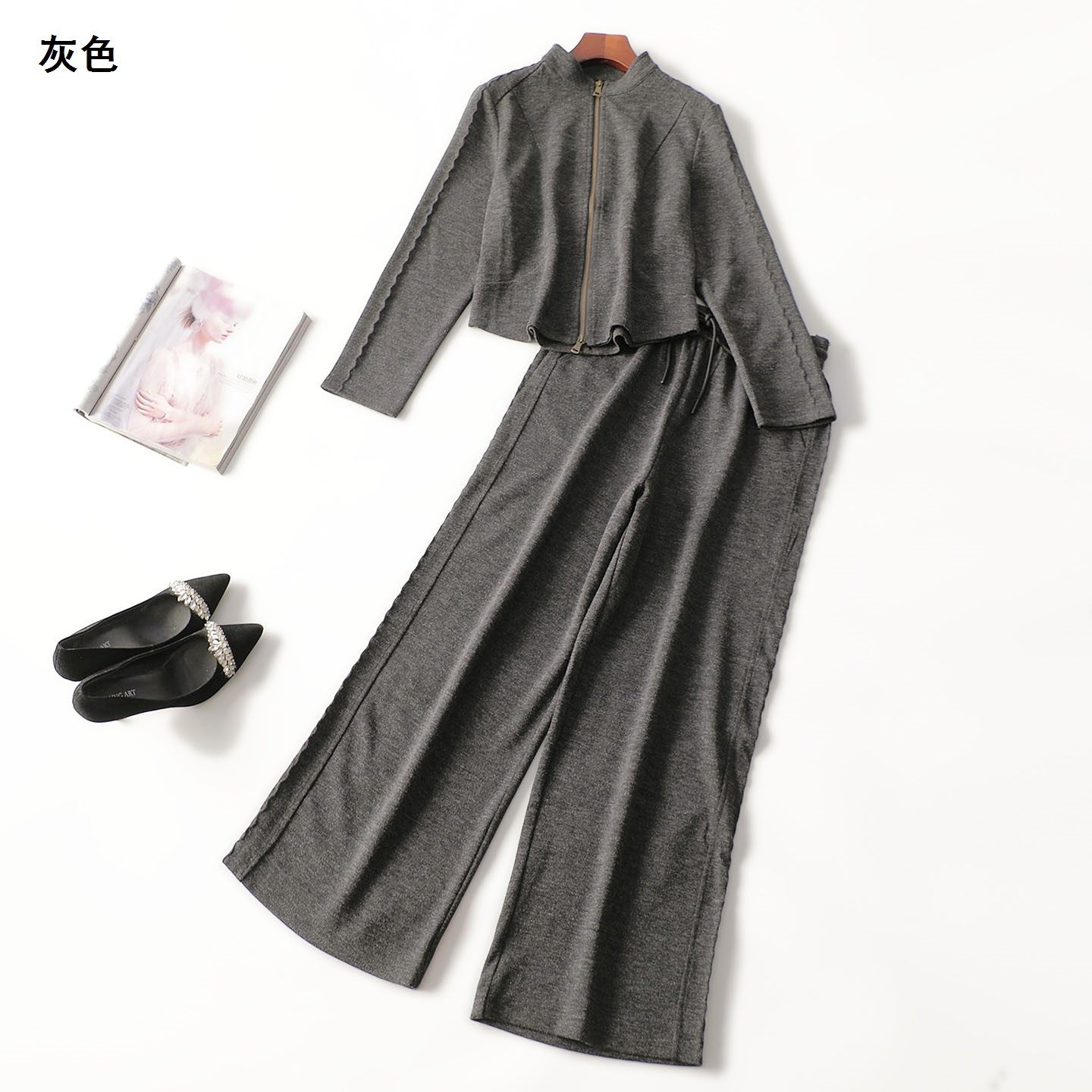 247640新款女装精品精致洋气休闲秋长款拉链长袖外套裤子套装,女装/女士精品,时尚套装,淘宝优惠券,粉丝福利购,淘宝优惠卷