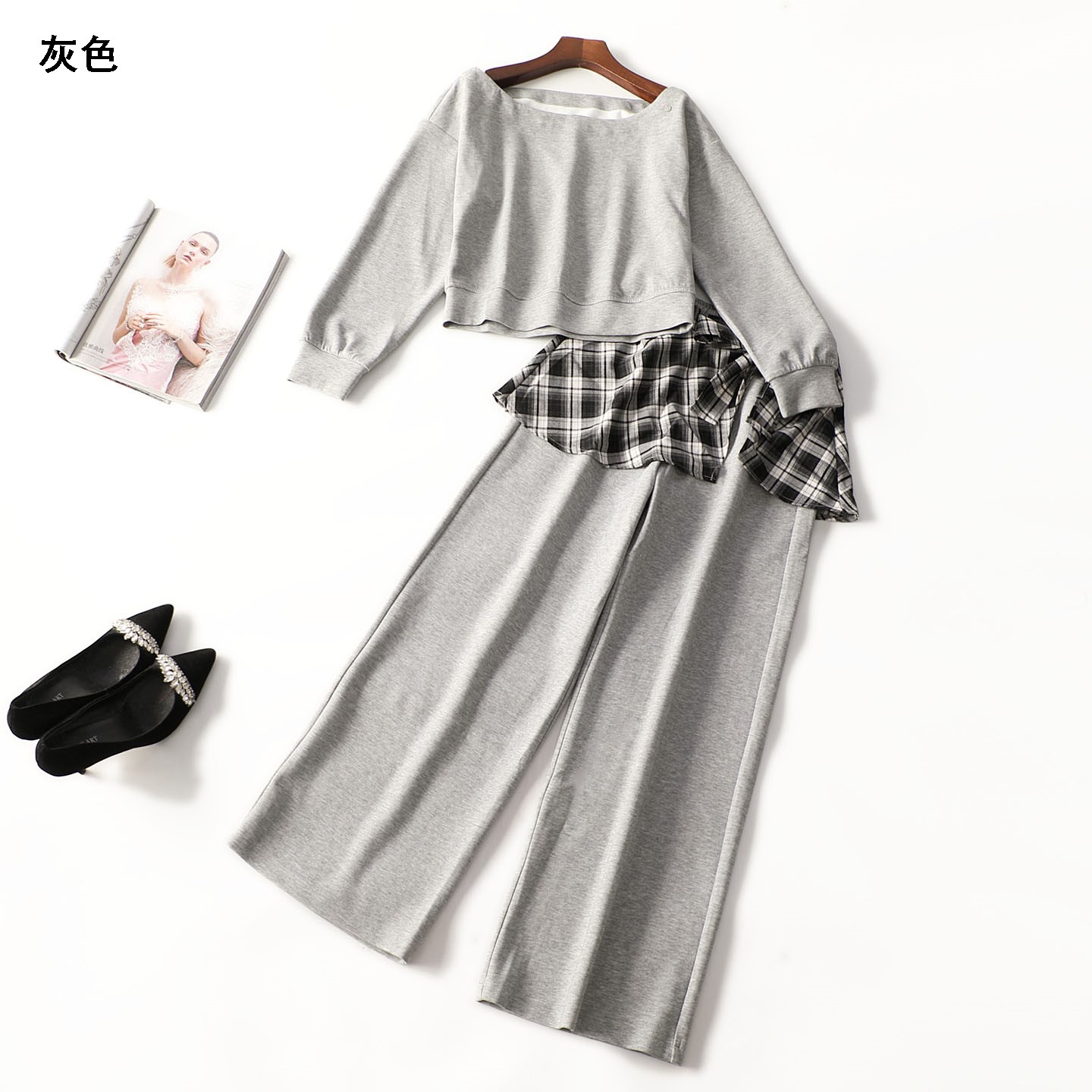415027 秋卫衣裤子套装 女长款长袖.M.L.XL