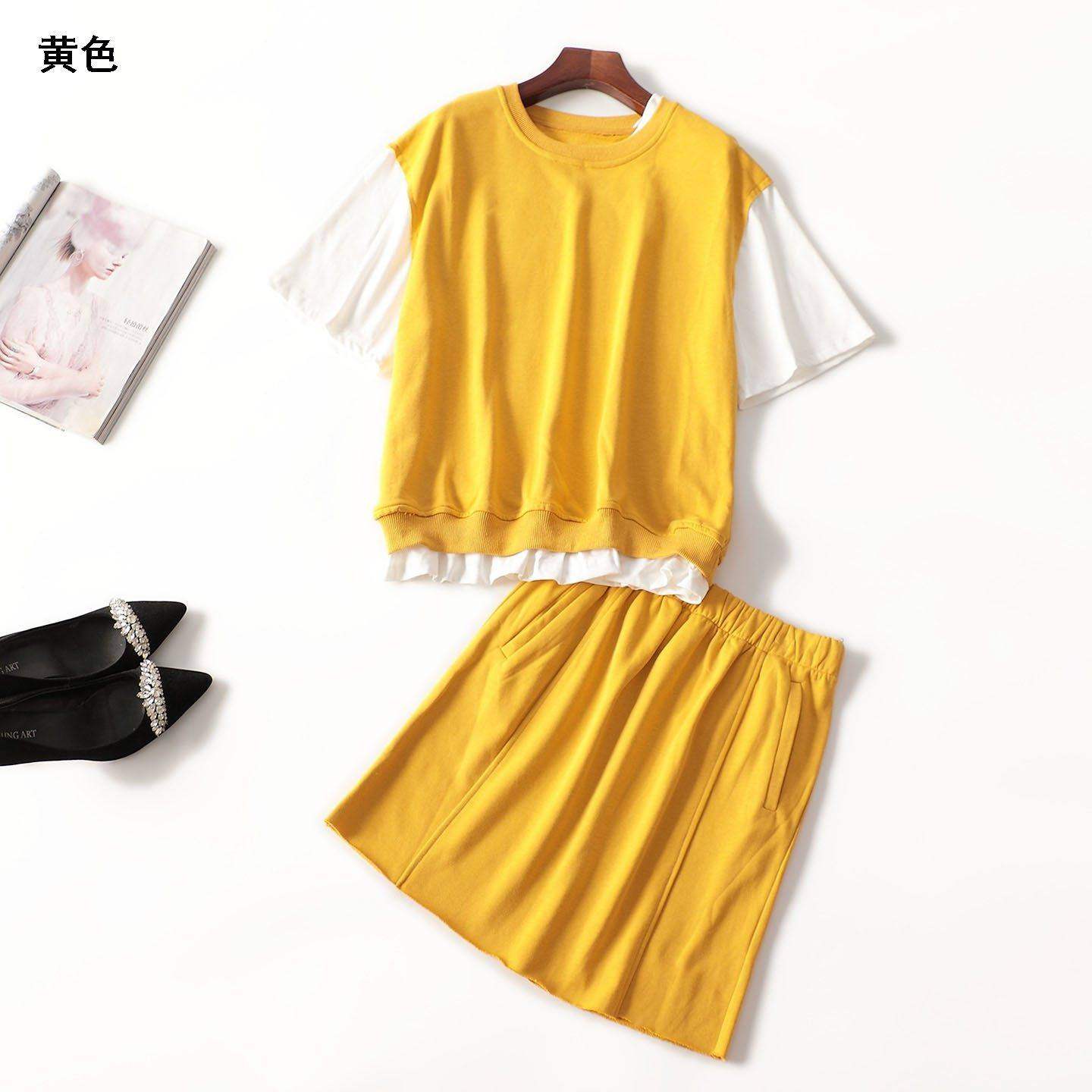 246544 夏卫衣半身裙套装 女短款短袖套头现货,女装/女士精品,时尚套装,淘宝优惠券,粉丝福利购,淘宝优惠卷