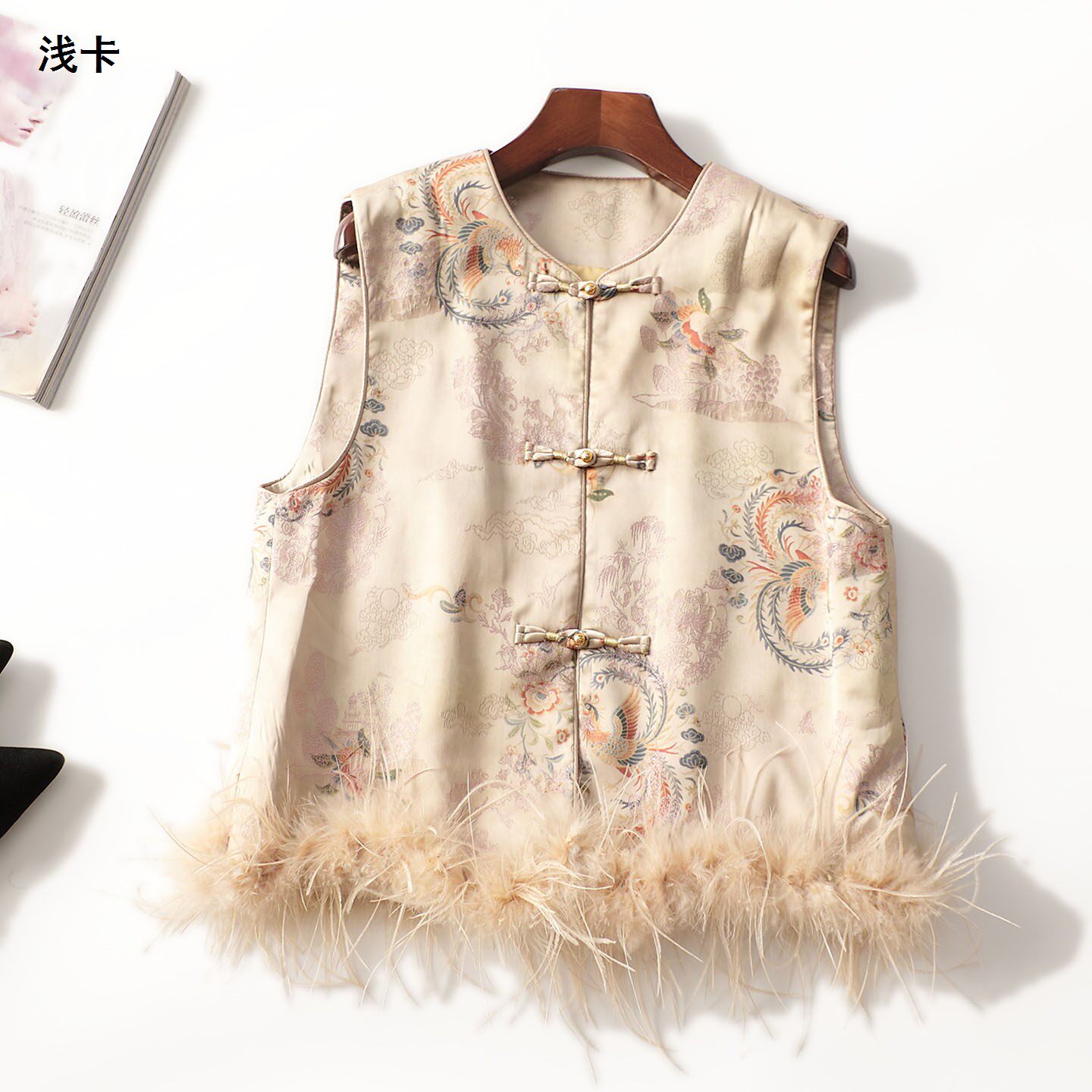 247388 秋马夹 女中长款无袖单排扣