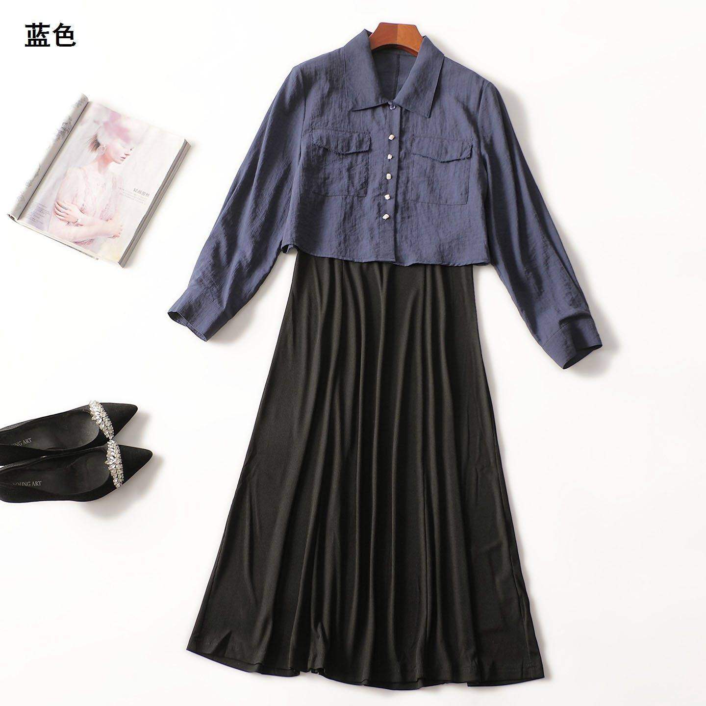 412182 秋衬衣长裙套装 女加长款长袖单排扣,女装/女士精品,时尚套装,淘宝优惠券,粉丝福利购,淘宝优惠卷