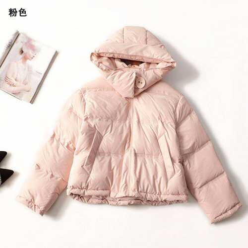 244993 冬羽绒服 女中长款长袖连帽现货.S.M