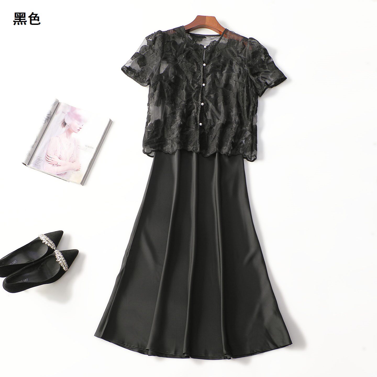 248750超值精品女装气质优雅2件套夏加长款单排扣上衣长裙套装