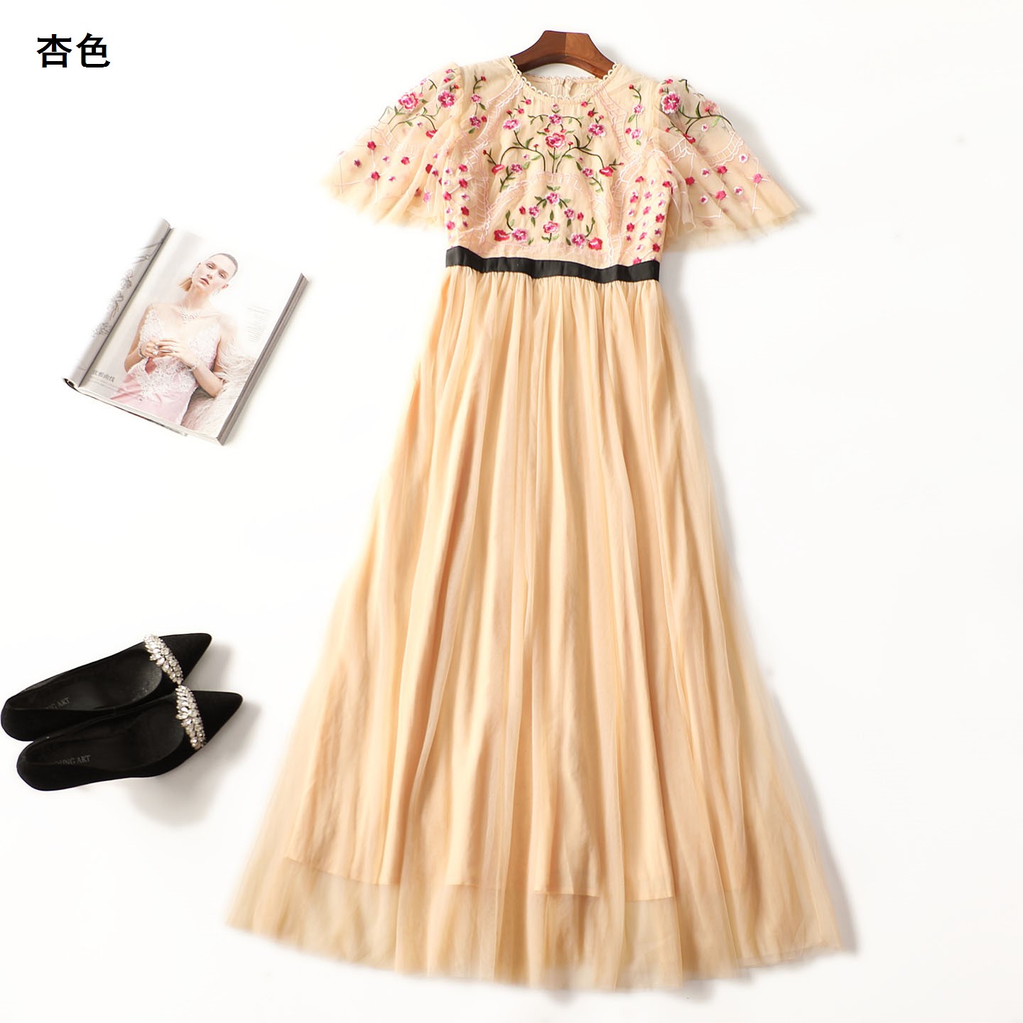 414319 夏连衣裙 深圳女加长款五分袖套头.M.XL.2XL.S