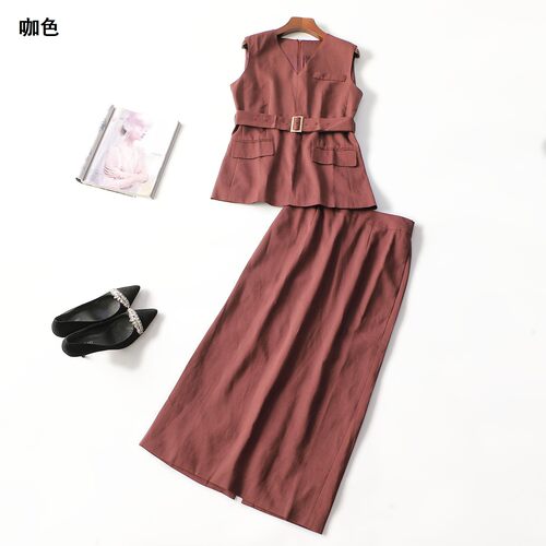 248962 春背心半身裙套装 女长款无袖套头.S.M.L.XL
