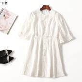 246036 圆领清仓 五分袖 夏天丝连衣裙 深圳女长款