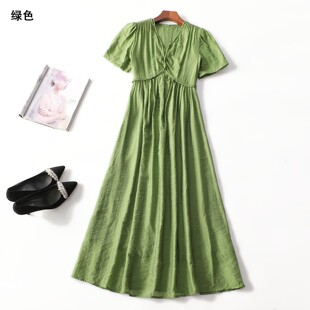 套头短袖 夏加长款 连衣裙 气质女人味洋气法式 248341超值精品女装