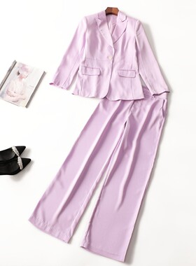 412216 秋西装裤子套装 深圳女长款长袖单扣