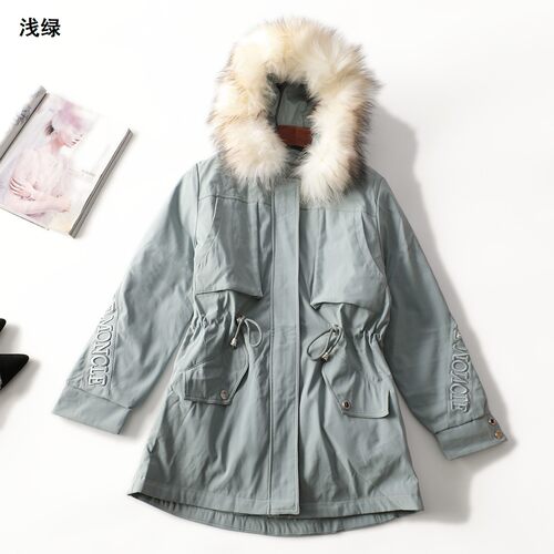 247736 冬派克服 女免毛内胆中长款长袖拉链.M.L.XL