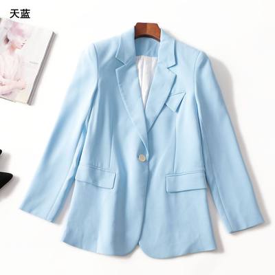 412015 秋醋酸纤维西装 深圳女中长款长袖单扣清仓