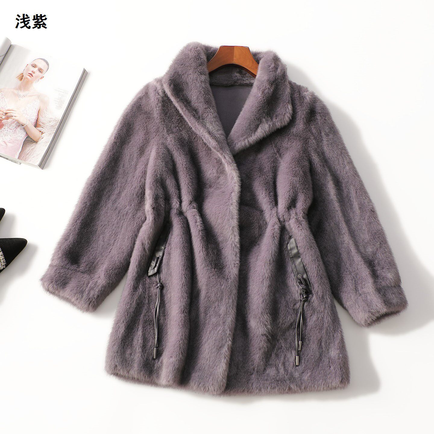 250308 冬外套 女中长款长袖单排扣.M.L