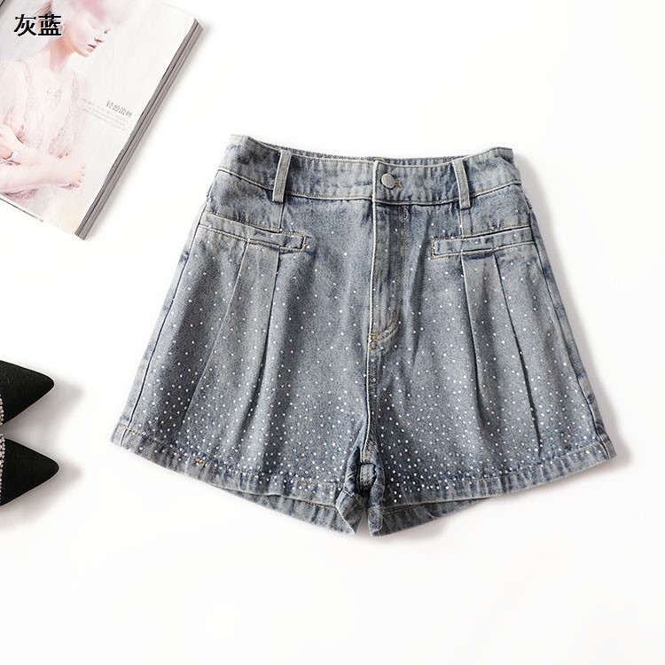 411448 夏牛仔裤 深圳女烫钻短款