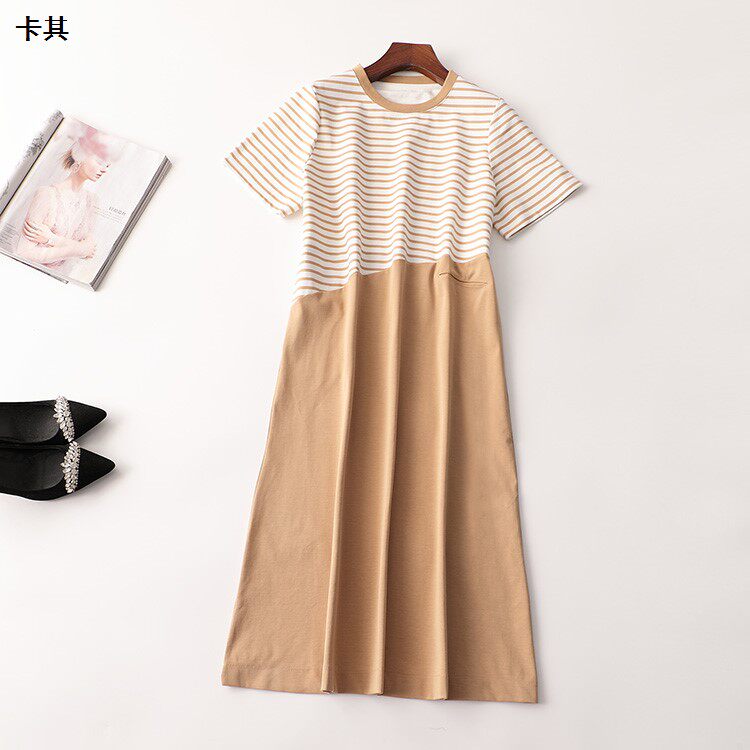 408846 夏连衣裙 深圳女加长款短袖圆领清仓