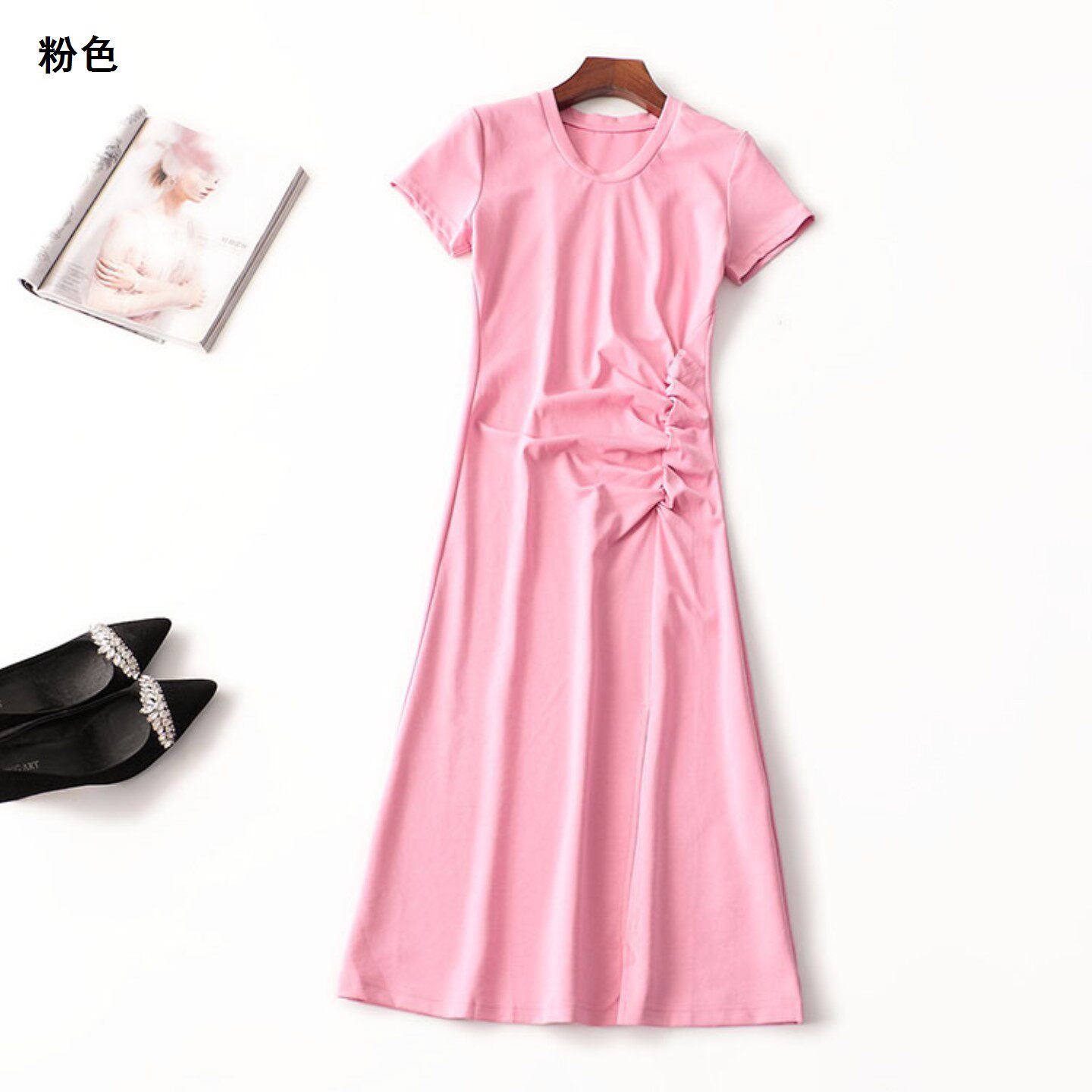 242818 夏连衣裙 深圳女加长款短袖圆领.S.M