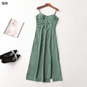 241864 夏加长款 V领吊带裙连衣裙