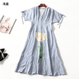 507509南油高端欧洲站高货轻奢女装欧美夏加长款套头短袖连衣裙