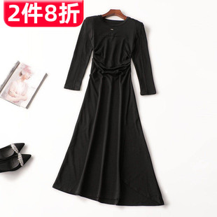 长袖 深圳女加长款 圆领现货 秋棉连衣裙 241164