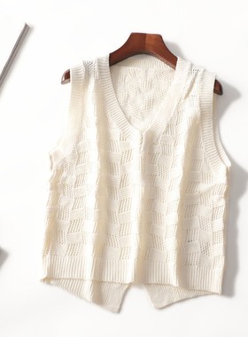 247151 秋针织衫 女中长款无袖套头