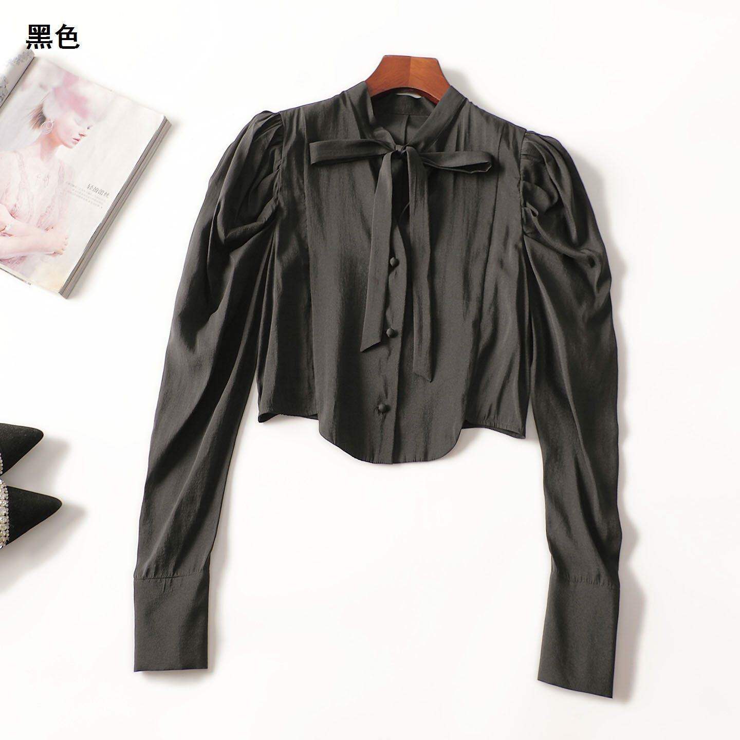 246659 秋粘胶衬衫 深圳女短款长袖单排扣