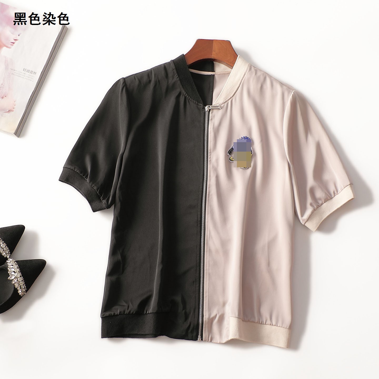 412212 秋外套 女中长款短袖拉链清仓