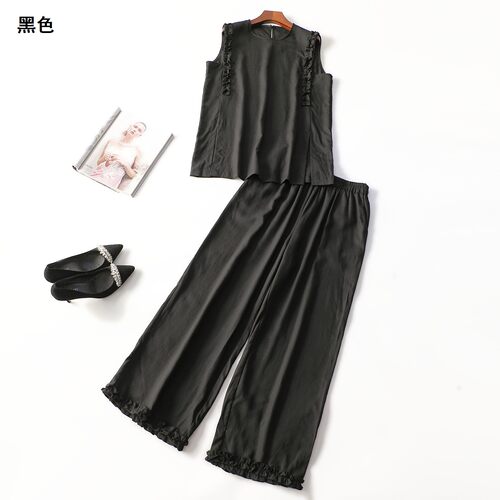 414160 夏马夹裤子套装 女长款无袖套头.M.L.XL