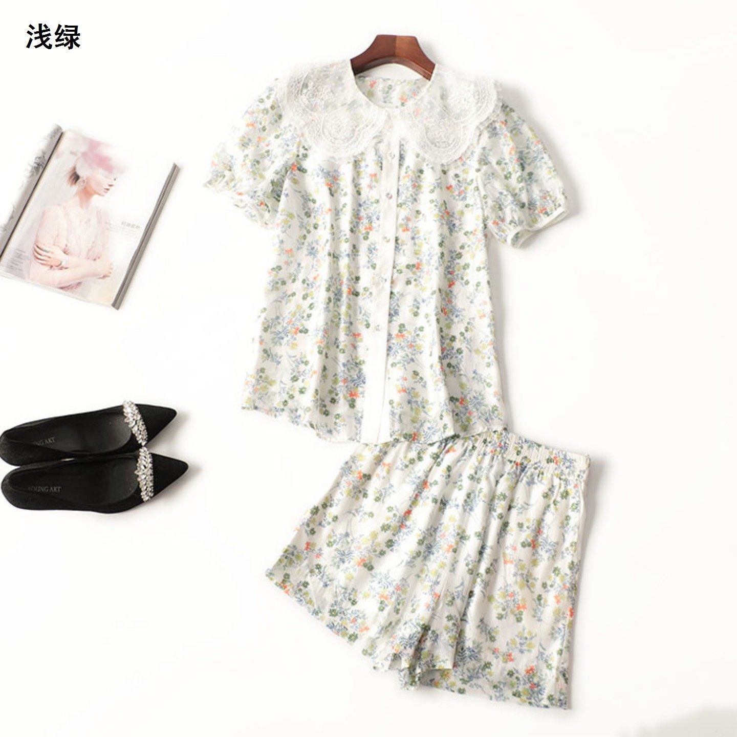 410863 夏天丝衬衣裤子套装 深圳女短款短袖圆领断码清仓,女装/女士精品,时尚套装,淘宝优惠券,粉丝福利购,淘宝优惠卷