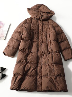 413100 冬加长款拉链长袖羽绒服