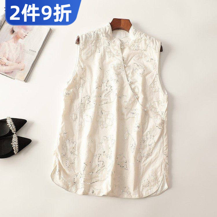 245787 秋上衣 女中长款无袖立领50