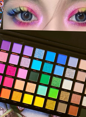 彩色眼影盘儿童舞台妆多色系彩妆化妆师专用蓝色紫色表演出化妆品