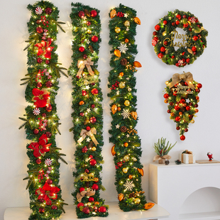 圣诞节装饰品加密藤条花环圣诞树挂饰圣诞球酒店商场场景氛围布置