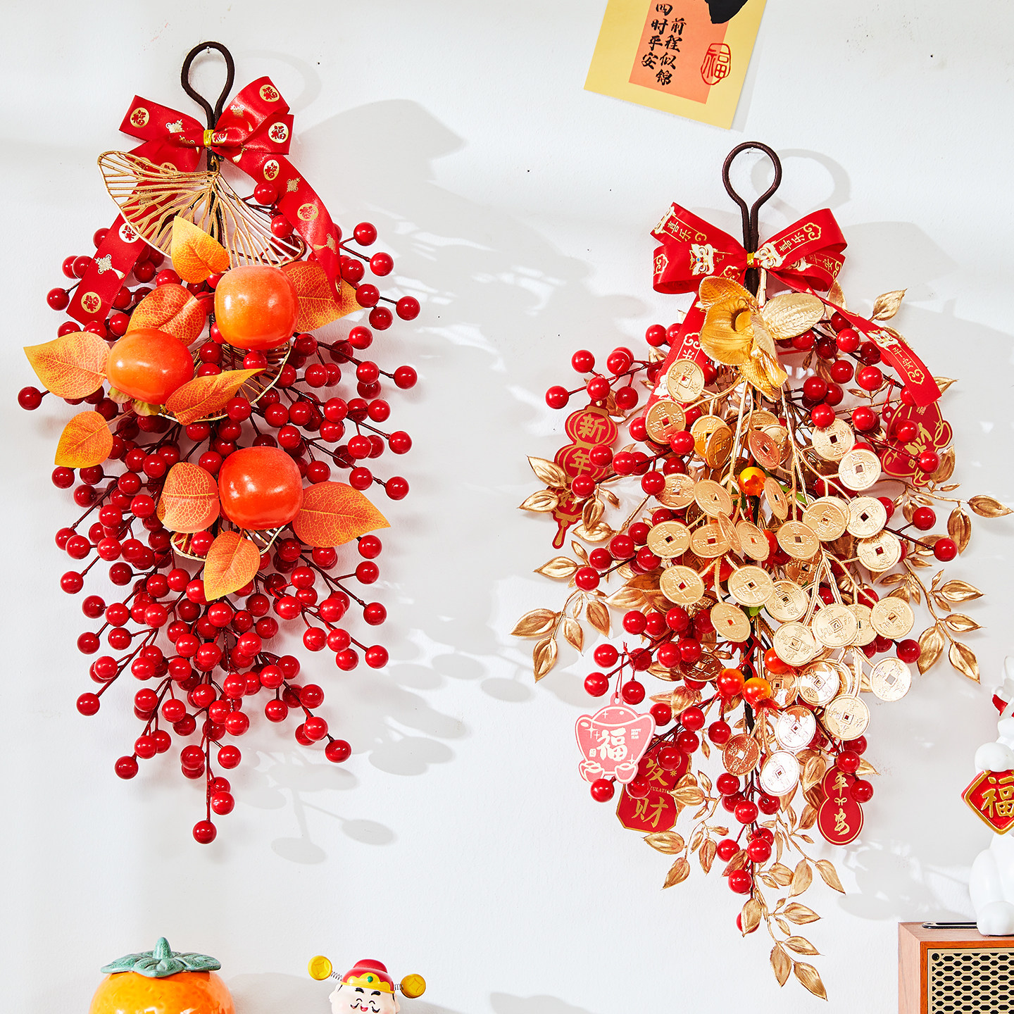 新年红果柿子葫芦挂饰春节客厅装饰14.9元