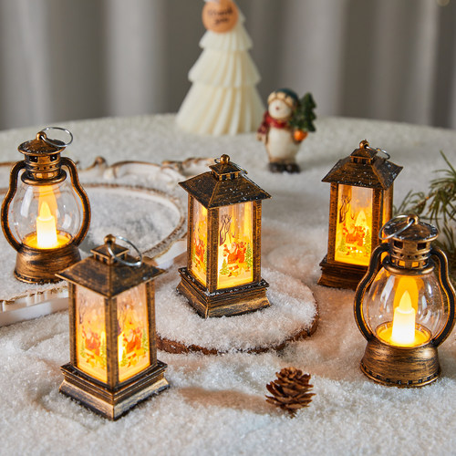 圣诞节装饰品发光飘雪灯氛围感八音盒桌面场景布置小摆件拍照道具