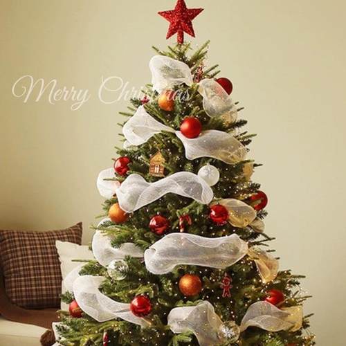 圣诞节装饰品圣诞树纱网丝带PP网纱DIY透明金色银色ins风网红装饰