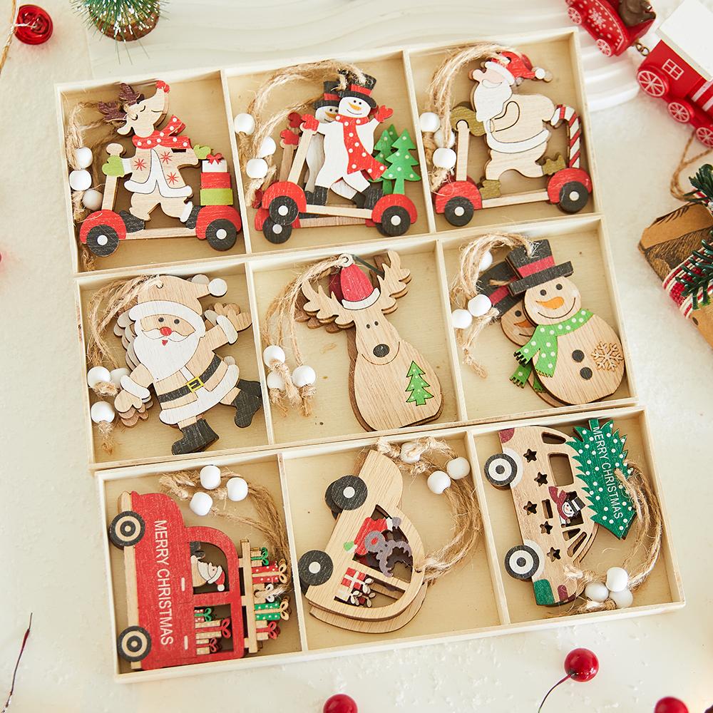 圣诞节装饰品无脸老人木质挂件