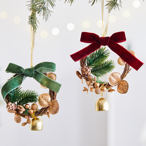 圣诞节装饰品2026新款圣诞树挂件蝴蝶结铃铛挂饰场景布置道具挂饰
