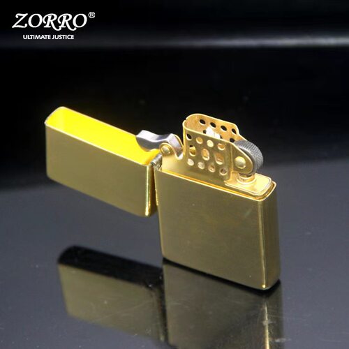 佐罗煤油打火机ZC9超薄常规平头原铜黄铜砂轮防风煤油打火机