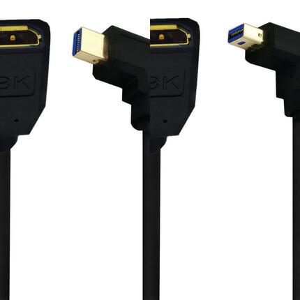 8K镀金Mini DisplayPort公弯头toDP母线大DP母转迷你DP公显示器线